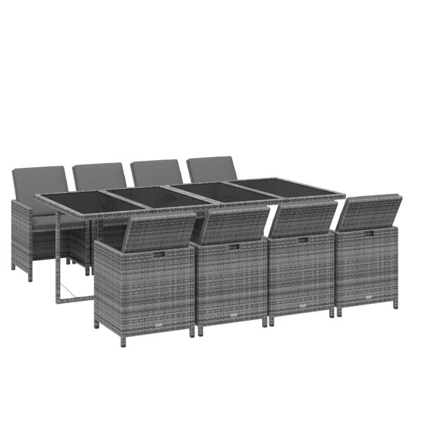 vidaXL Garden Dining Set Gray PE rattan Large Durable