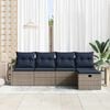 vidaXL Sofa Set with Cushion Manual 5 pcs Grey and Navy Poly Rattan