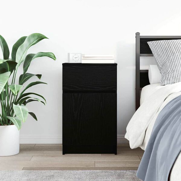vidaXL Bedside Cabinet Black Engineered wood Standard Bedside Cabinet