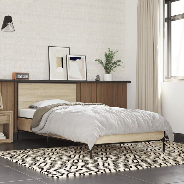 vidaXL Bed Frame Sonoma Oak Engineered Wood Small Single Modern