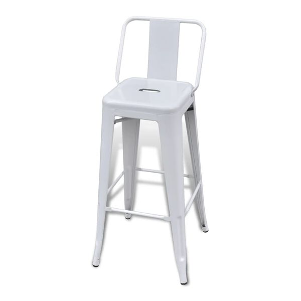 vidaXL Bar Stool Set of 2 White Steel Standard Footrest Minimalist