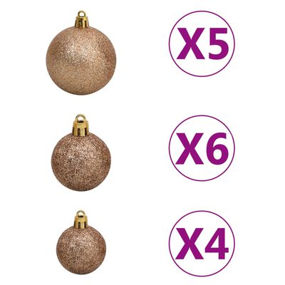 vidaXL Artificial Christmas Tree with LEDs&Ball Set Pink 47.2" PVC (329177+330097)