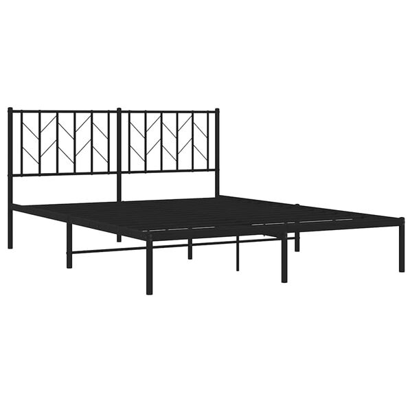 vidaXL Bed Frame Black Powder-Coated Steel King Bed Frame Rectangular