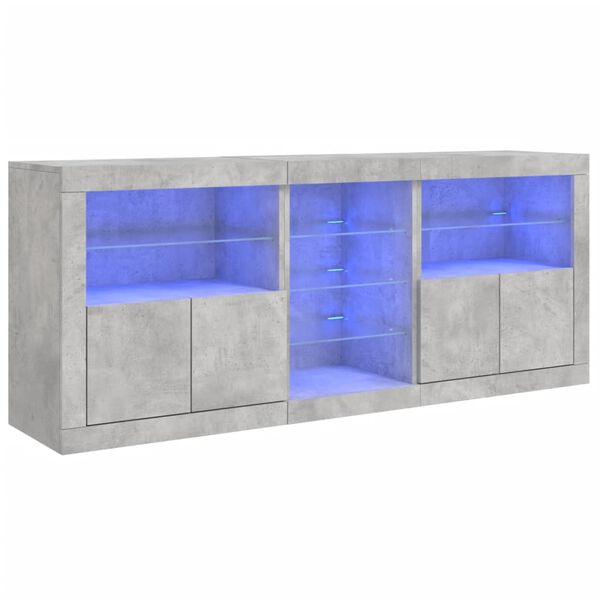 vidaXL Sideboard Concrete grey Engineered wood, glass Large Sideboard
