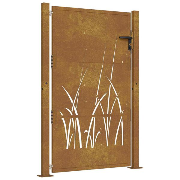 vidaXL Garden Gate 39.4x49.2" Corten Steel Grass Design
