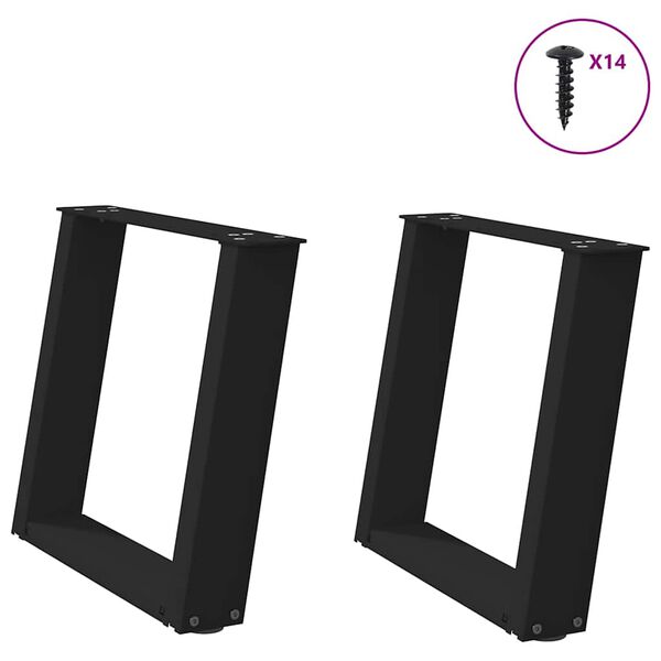 vidaXL Coffee Table Leg Black Powder-coated steel Medium Adjustable Feet