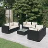 vidaXL Garden Lounge Set Black with cream cushions