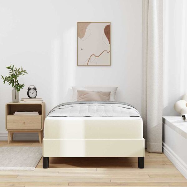vidaXL Bed Frame with Mattress Cream 39.37 x 78.74 in Fabric