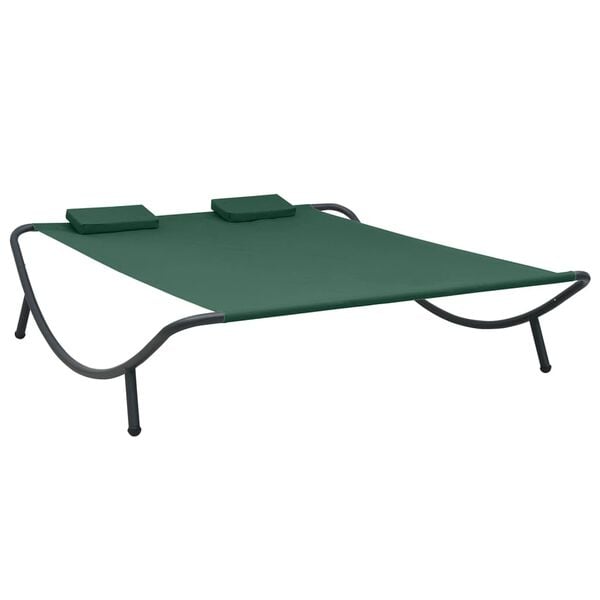 vidaXL Lounge Bed Green Oxford fabric, steel Double Removable Covers