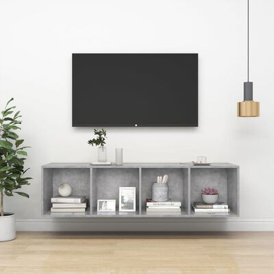 vidaXL Wall-mounted TV Stand Concrete Gray 14.6"x14.6"x56.1" Engineered Wood
