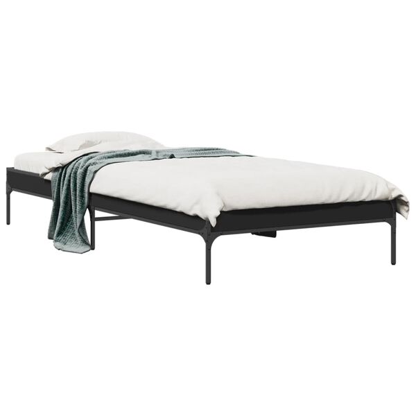 vidaXL Bed Frame Black Engineered wood, metal Small Single Durable