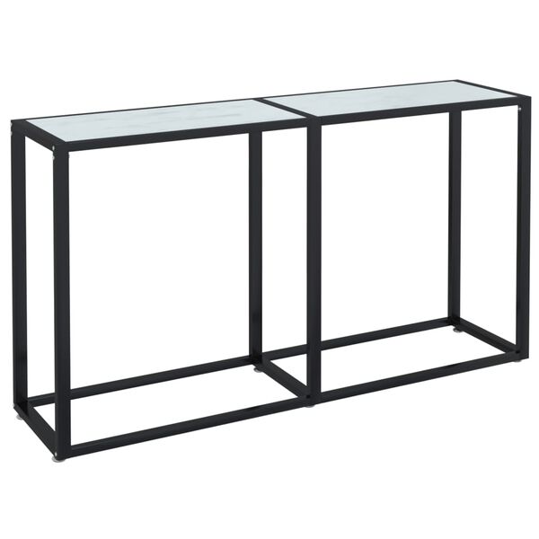 vidaXL Console Table White marble Toughened glass Large Modern