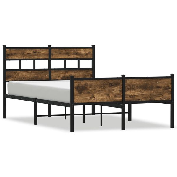 vidaXL Bed Frame Smoked oak Steel, engineered wood Full Bed Frame