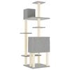 vidaXL Cat Tree Light gray Engineered wood, Plush, Sisal 60.6 in Durable