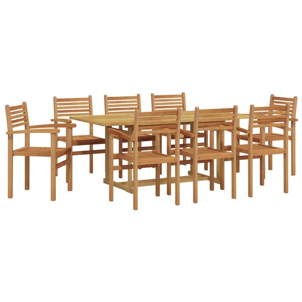 vidaXL Garden Dining Set 9 pcs Brown Solid Teak Wood