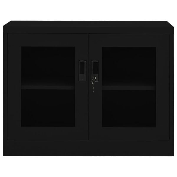vidaXL Office Cabinet Black Steel Medium Office Cabinet Rectangular