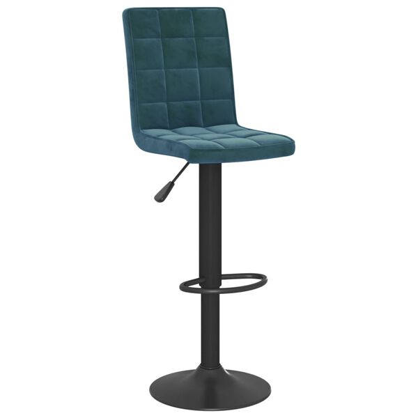 vidaXL Bar Stool Set of 2 Blue Velvet (100% Polyester) Standard Swivel