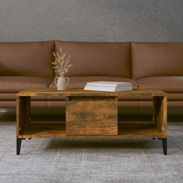vidaXL Coffee Table Smoked Oak Engineered Wood, Metal Medium