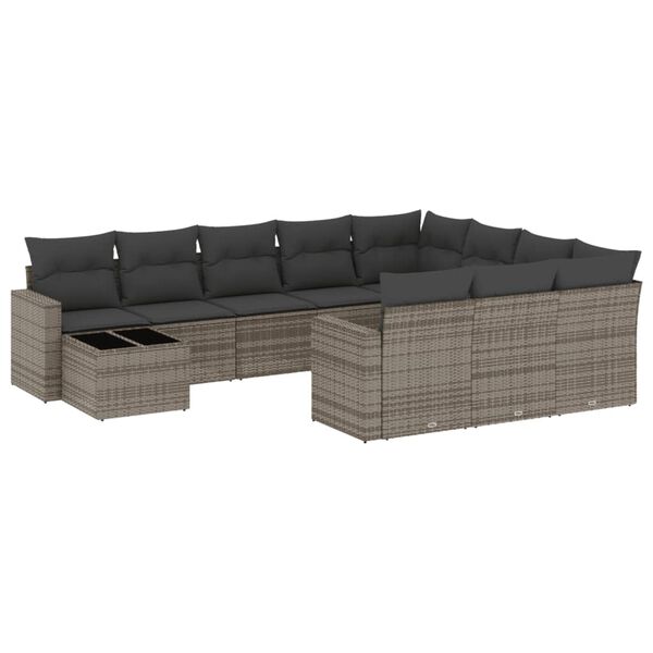 vidaXL Garden Sofa Set Grey Poly Rattan Large Modular Garden Sofa Set
