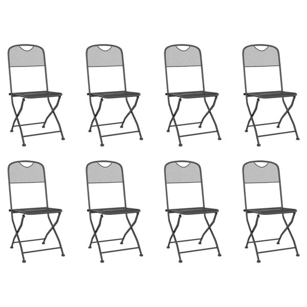 vidaXL Garden Dining Set Anthracite Metal mesh 9 Piece Set Collapsible