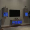 vidaXL 4 Piece TV Wall Stands with LED Lights Gray Sonoma