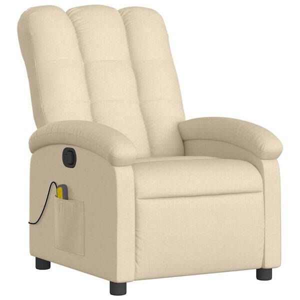 vidaXL Massage Recliner Chair Cream Fabric (100% polyester), metal, plywood