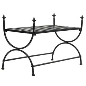 vidaXL Bench Black Metal Medium Decorative Inlays Bench Rectangular
