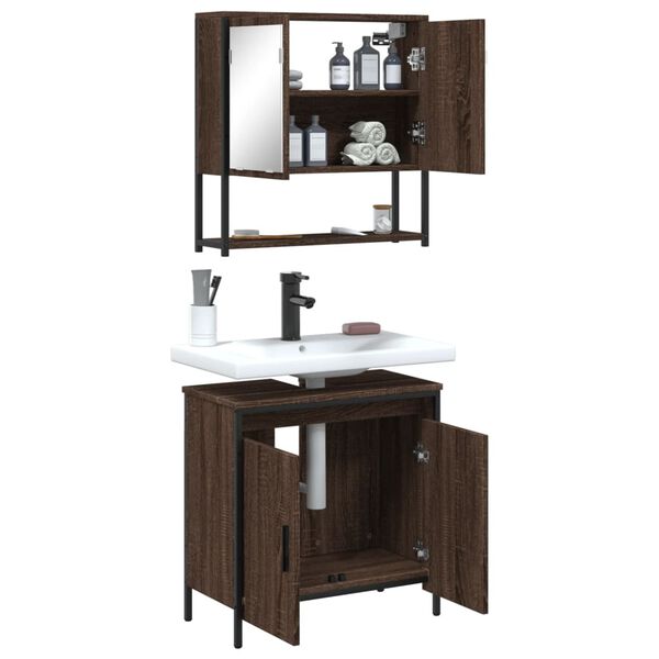 vidaXL Bathroom Furniture Set Brown Oak