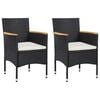 vidaXL Dining Set Table: Black, Chairs: Black, Cushions: Cream White