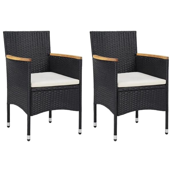 vidaXL Dining Set Table: Black, Chairs: Black, Cushions: Cream White