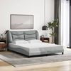 vidaXL Bed Frame with LED without Mattress "Hvar" Light Gray 59.8"x79.9" Fabric