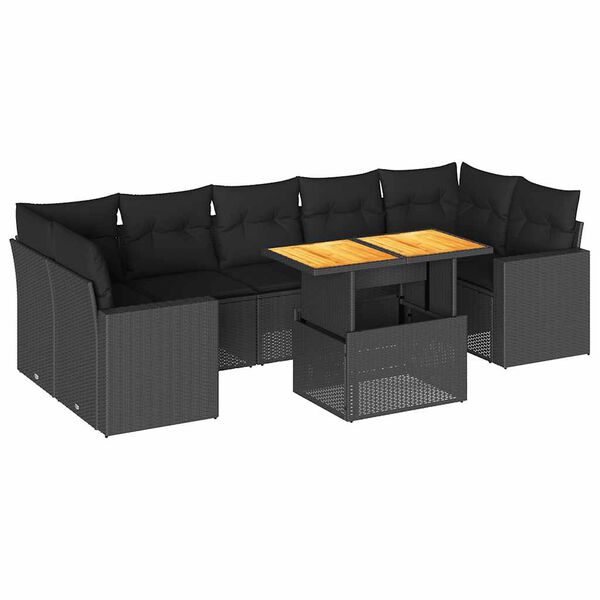 vidaXL Garden Sofa Set Black Poly Rattan Large Modular Garden Sofa Set
