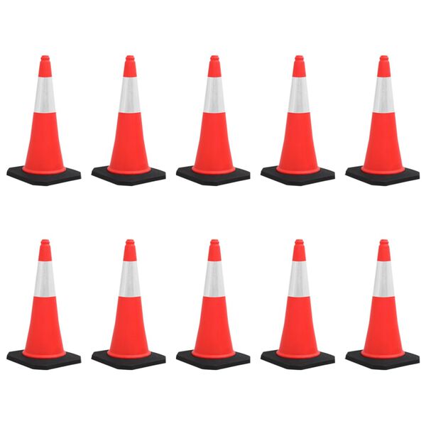 vidaXL Reflective Traffic Cones with Heavy Bases 10 pcs 29.5 "