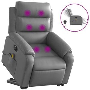 vidaXL Electric Stand Up Massage Recliner Chair Grey