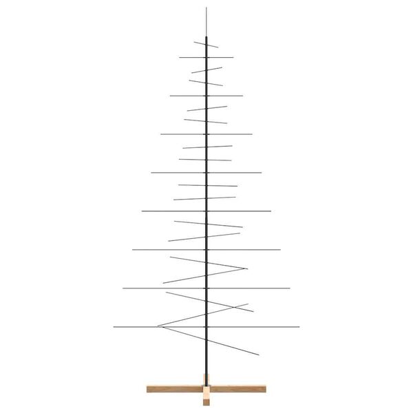 vidaXL Metal Christmas Tree with Wooden Base Black 82.7"