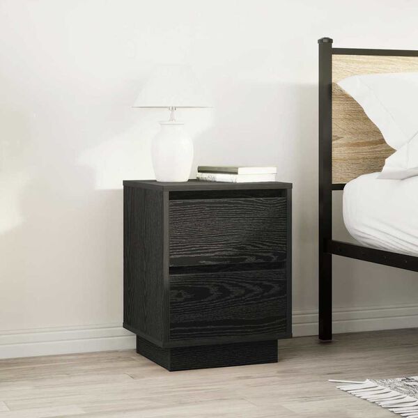 vidaXL Bedside Cabinet Set of 2 Black Engineered wood