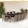 vidaXL 11 Piece Patio Dining Set with Cushions Grey Poly Rattan and Glass