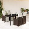 vidaXL 5 Piece Patio Bistro Set with Cushions Brown Poly Rattan