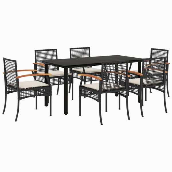 vidaXL Garden Dining Set Black PE Rattan Medium UV-resistant materials