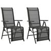 vidaXL Garden Chair Set of 2 Black Powder-coated aluminum, textilene