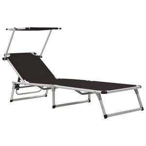 vidaXL Sun Lounger Black Aluminum Standard Foldable Beach Chair