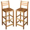 vidaXL Bar Chair Set of 2 Natural Wood Solid Acacia Wood Large