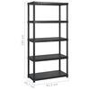 vidaXL Storage Shelf 5-Tier Black 72.0x18.0x72.8" Plastic (2x147686)