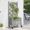 vidaXL Planter Grey Solid fir wood, Iron Medium Planter Rectangular