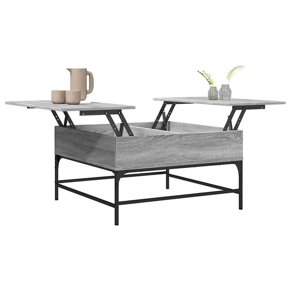vidaXL Coffee Table Grey Sonoma Engineered Wood, Metal 31.5 in x 31.5 in