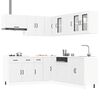 vidaXL Kitchen Cabinet Set White Engineered Wood and Glass Large