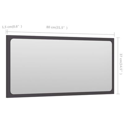vidaXL Bathroom Mirror Gray 31.5"x0.6"x14.6" Engineered Wood