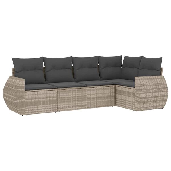 vidaXL Garden Sofa Set Light grey PE rattan, powder-coated steel, polyester