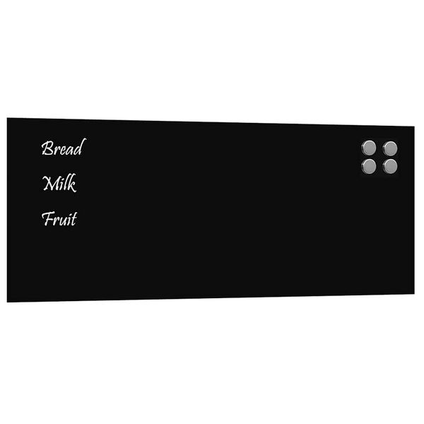 vidaXL Wall-mounted Magnetic Board Black 39.4"x15.7" Tempered Glass