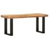 vidaXL Bench Brown and black Solid rough mango wood and steel 43.3 in